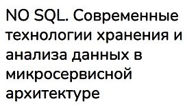 NO SQL. Современные технологии хранения и анализа данных в микросервисной архитектуре logo
