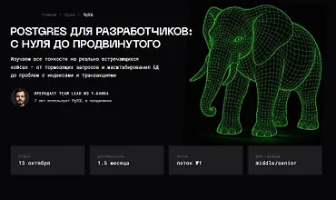 Изображение курса Postgres для разработчиков:
c нуля до продвинутого