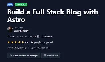 Изображение курса Создание полнофункционального блога на Astro